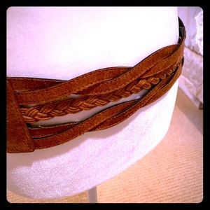 Woven Leather belt with Stretchy Back